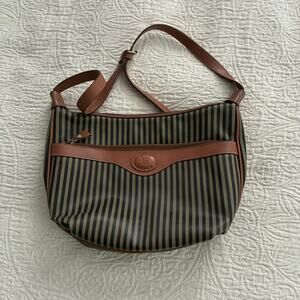 Allen Edward Black/Khaki Striped Purse